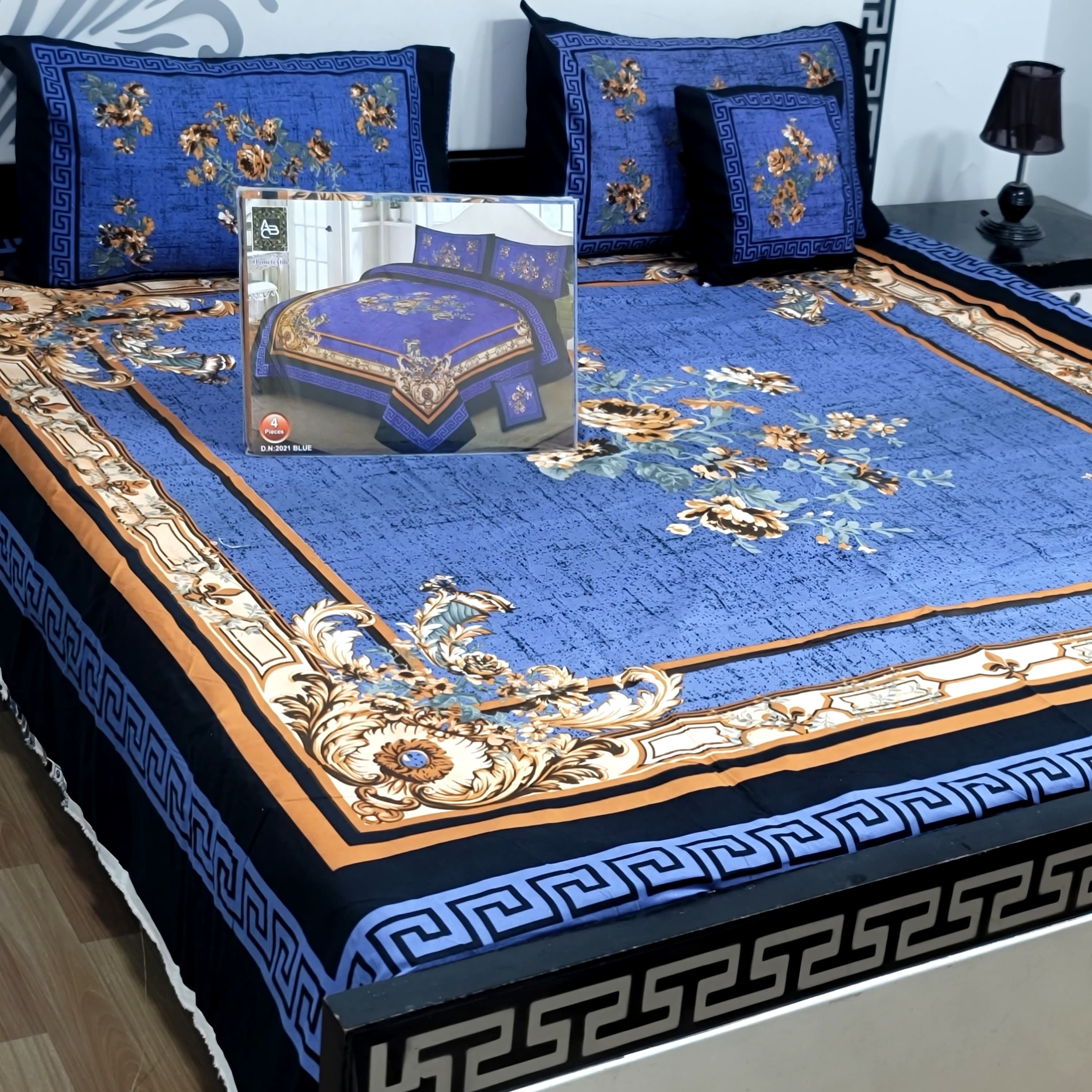 Designer Bed Sheet Set - 4pcs Panel Design 05