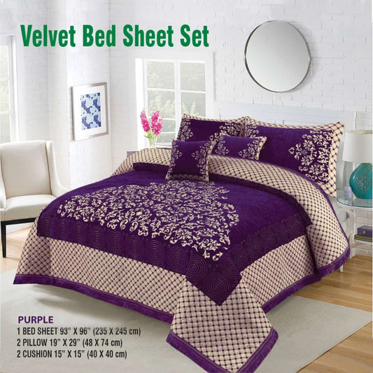 Relent Bridal Velvet Bed Sheet Set - 5pcs - RBB04