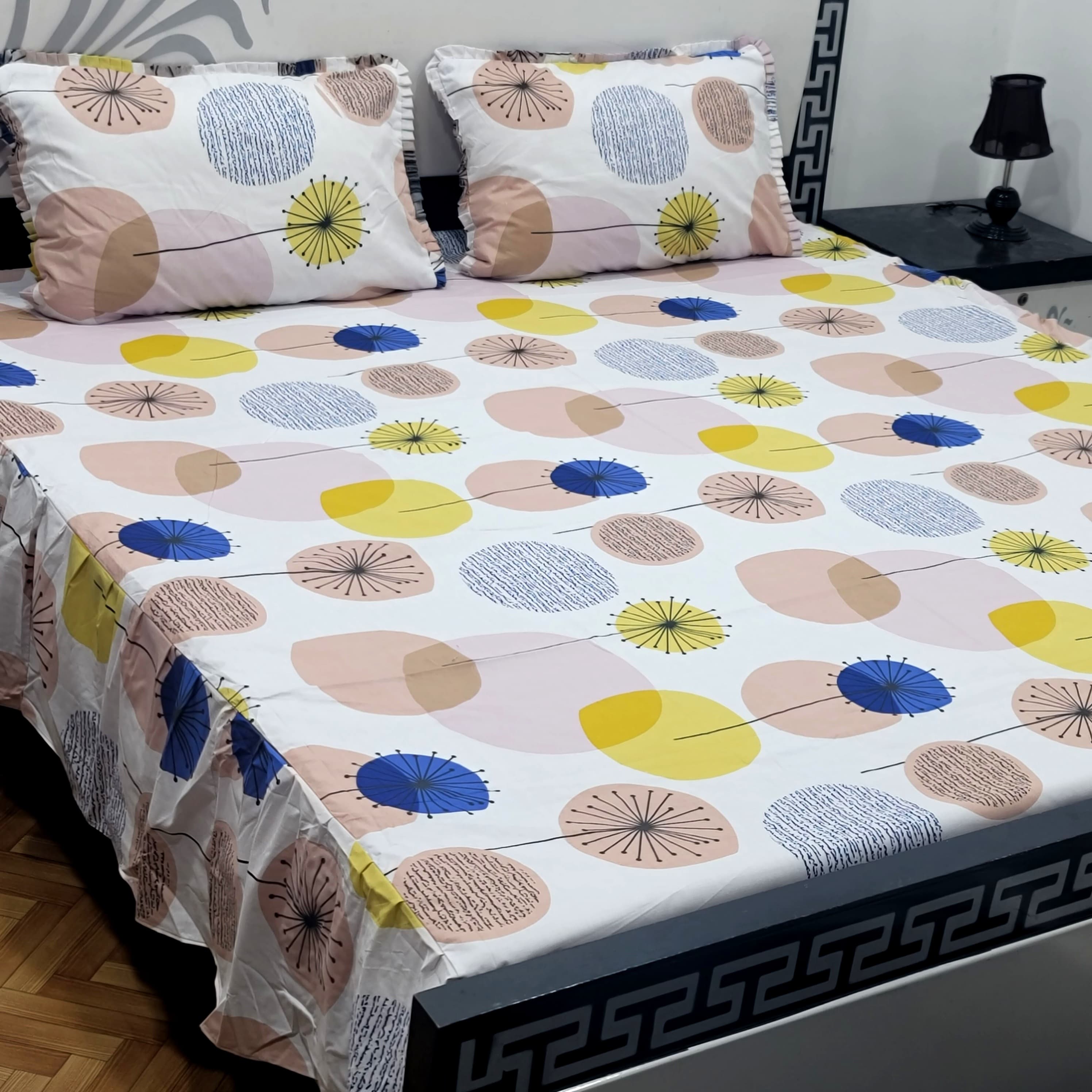 ROYAL Pure Cotton King Size FRILL BED SHEETS 013