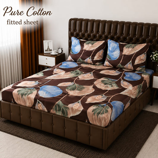 3 Pcs Pure Cotton Fitted Bedsheets 020