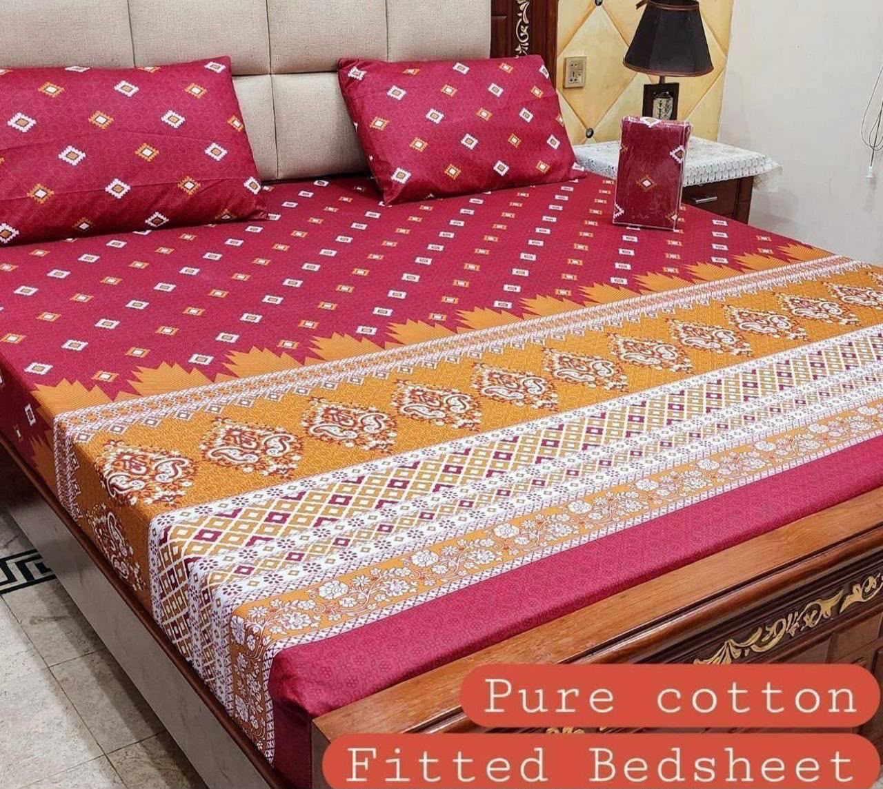 Elegant Pure Cotton Fitted Sheets 3 Pcs Set 028