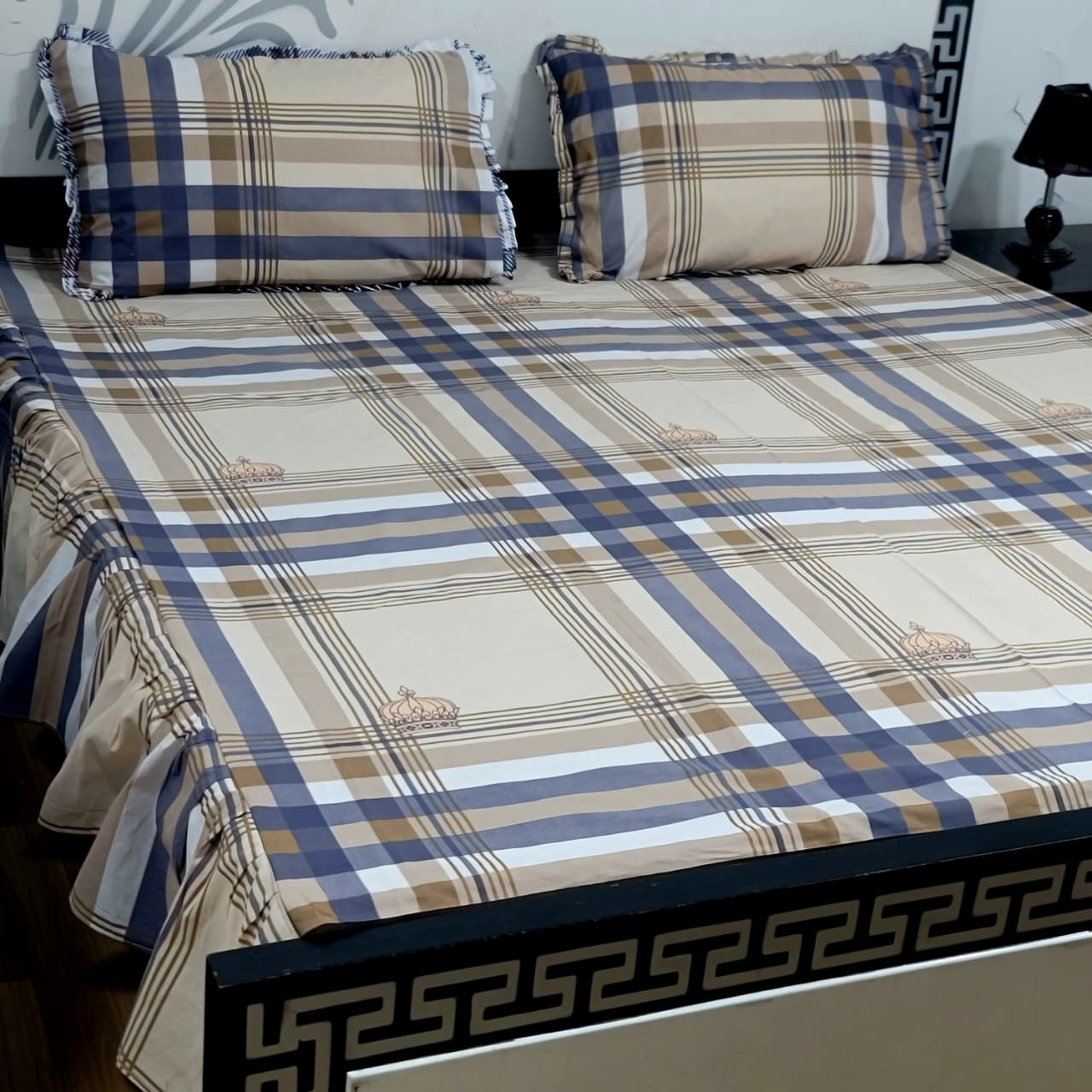 ROYAL Pure Cotton King Size FRILL BED SHEETS 015