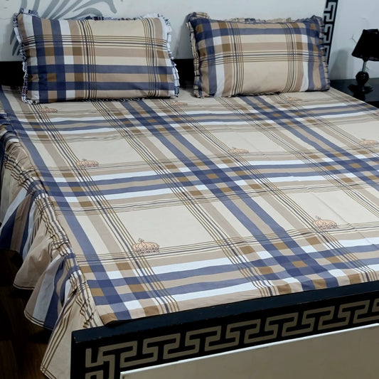 ROYAL Pure Cotton King Size FRILL BED SHEETS 015