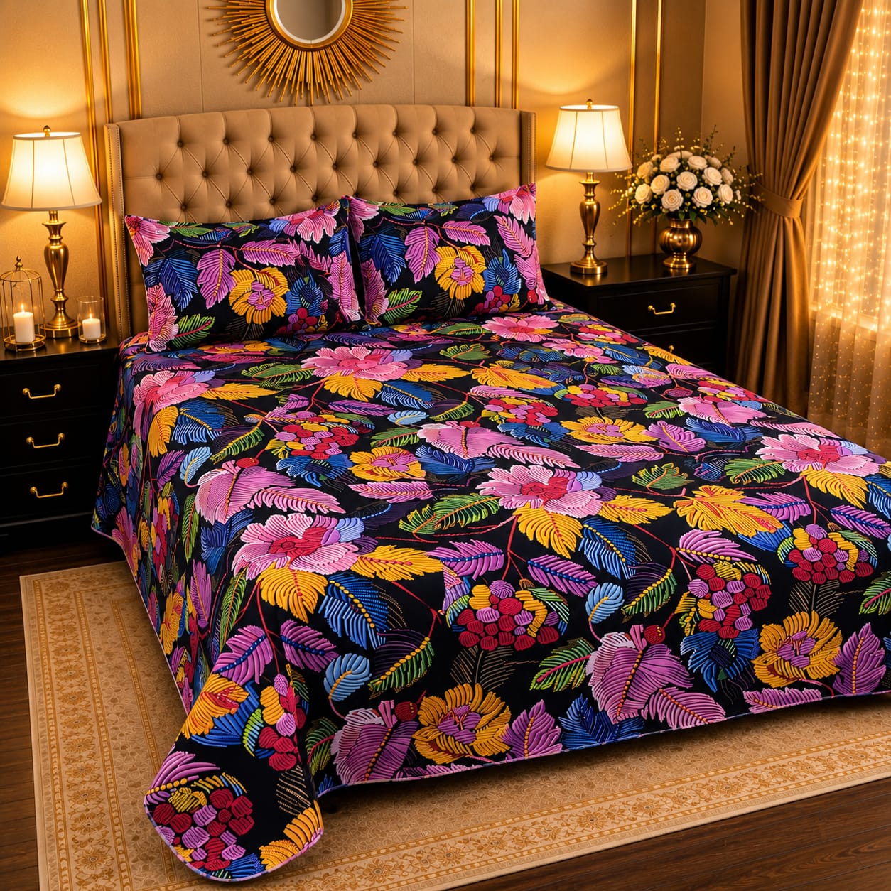 Premium 3 Pcs 7D Printed Bedsheet Set | Soft, Stylish & Durable Bedding