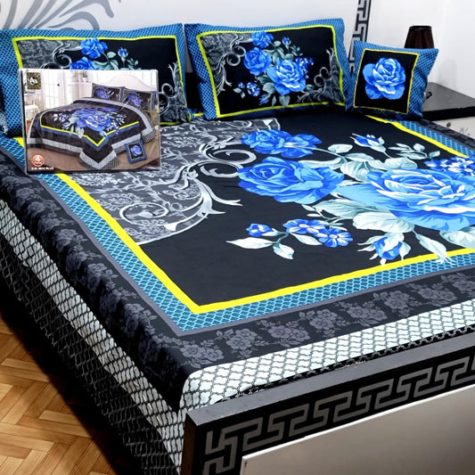 Designer Bed Sheet Set - 4pcs Panel Design 027