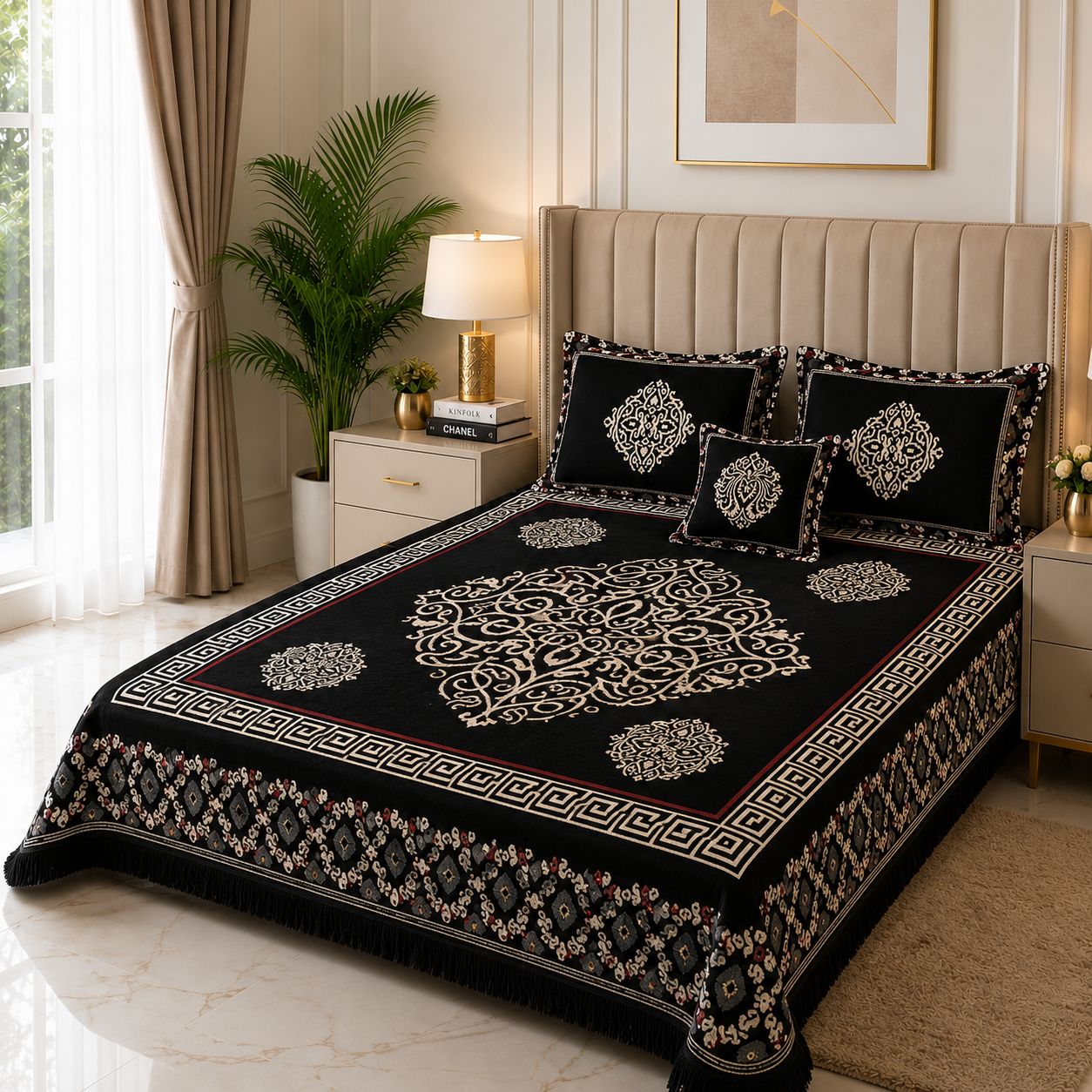 Appish Bridal Velvet Bed Sheet Set - 4pcs - ABB011