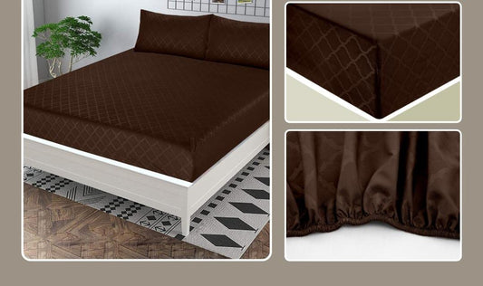 3Pcs Pearl Leather Embossed Fitted Sheet