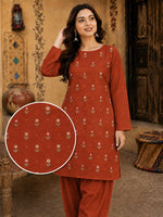 Soft & Warm Khaddar 2 Pcs Ladies Suit – Embroidered Shirt & Plain Trouser S06