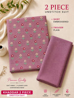 Soft & Warm Khaddar 2 Pcs Ladies Suit – Embroidered Shirt & Plain Trouser S09