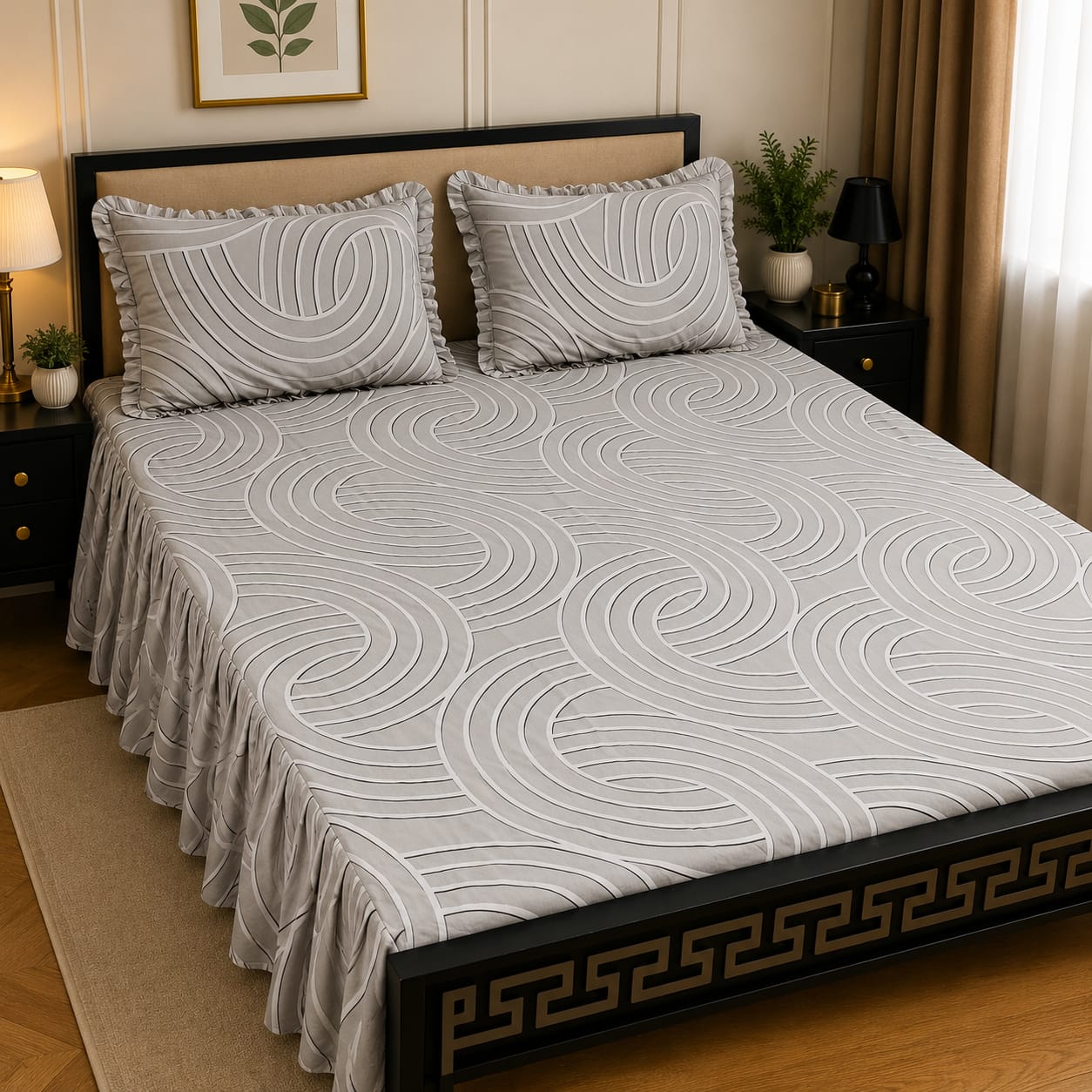 Royal Pure Cotton Frill Bedsheets 3 Pcs Set 05