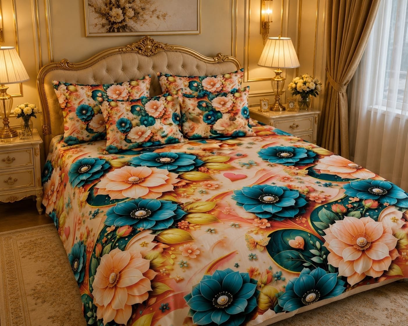 Soft & Durable 8D King Size 5 Piece Bed Sheet Set 08