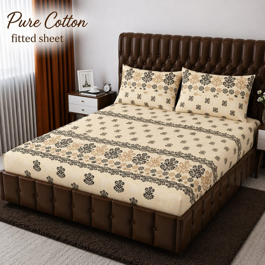 Elegant Pure Cotton Fitted Sheets 3 Pcs Set 024