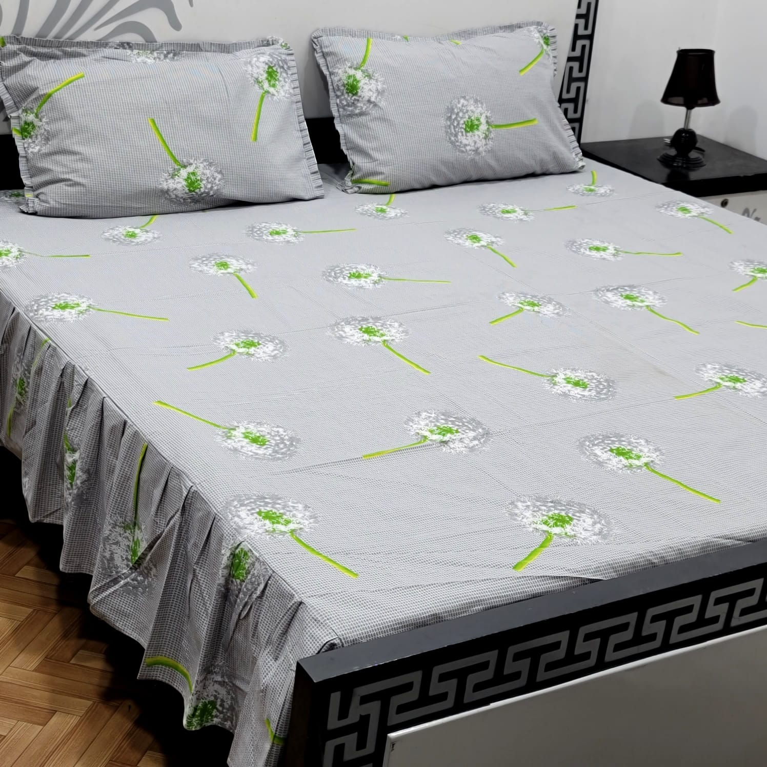 ROYAL Pure Cotton King Size FRILL BED SHEETS 04