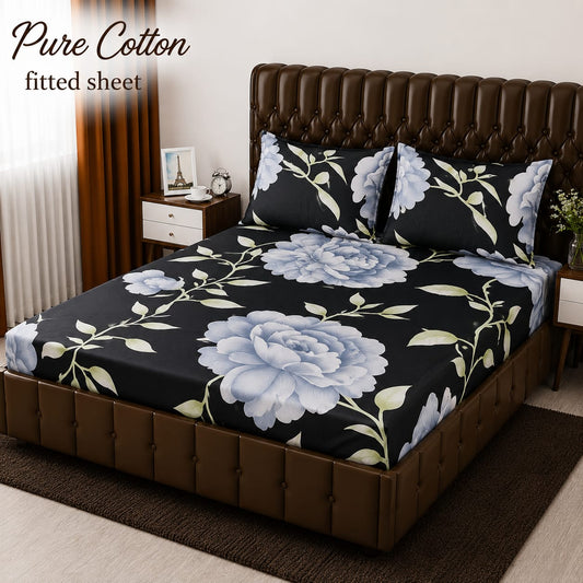 3 Pcs Pure Cotton Fitted Bedsheets 017