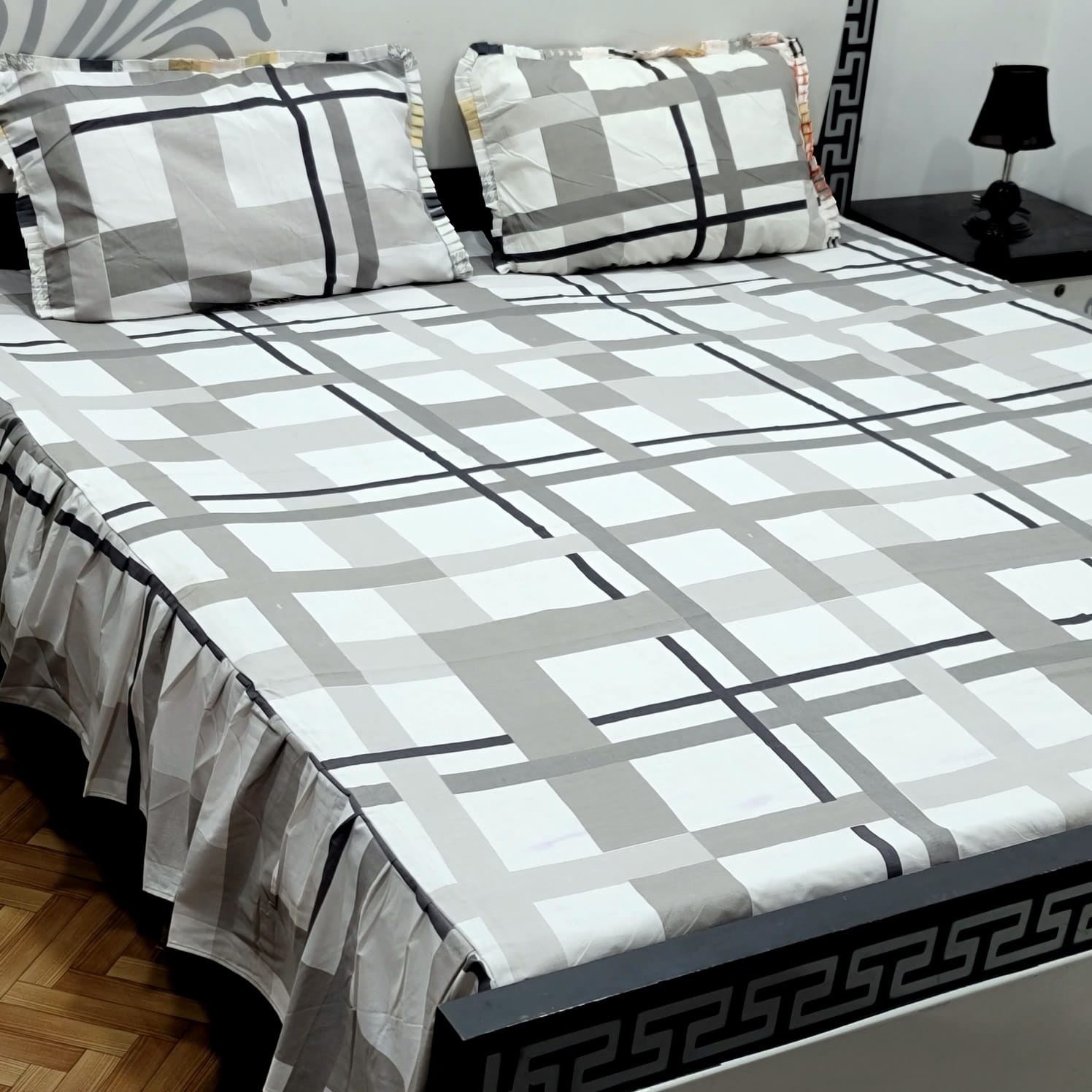 ROYAL Pure Cotton King Size FRILL BED SHEETS 09