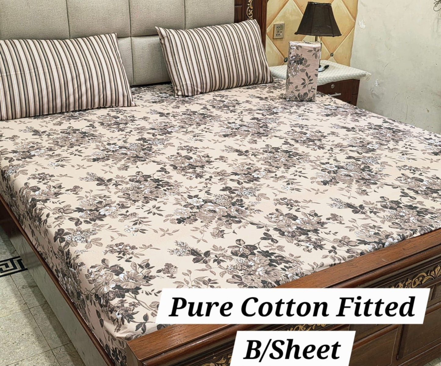 3 Pcs Pure Cotton Fitted Bedsheets 013