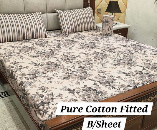 3 Pcs Pure Cotton Fitted Bedsheets 013