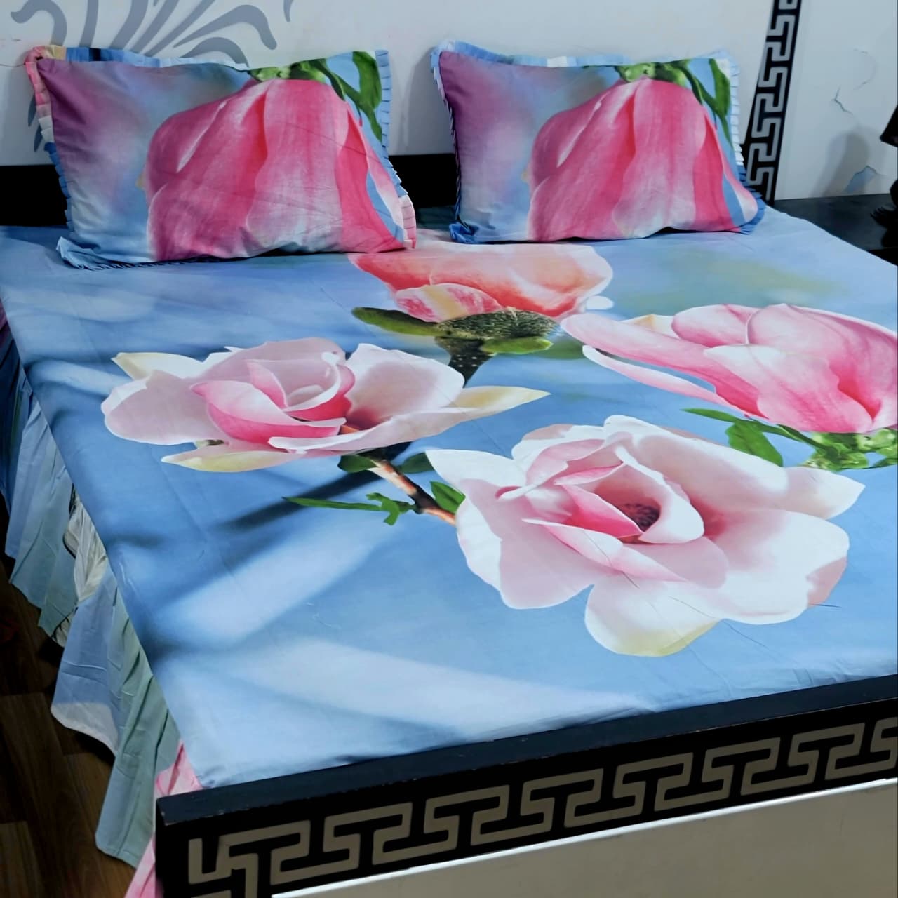 ROYAL Pure Cotton King Size FRILL BED SHEETS 09