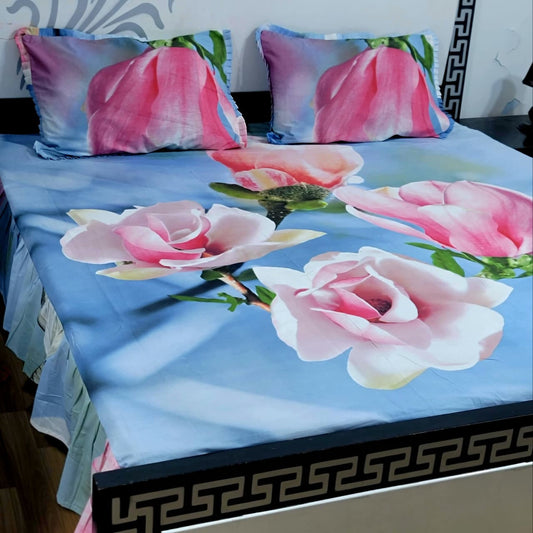 ROYAL Pure Cotton King Size FRILL BED SHEETS 09
