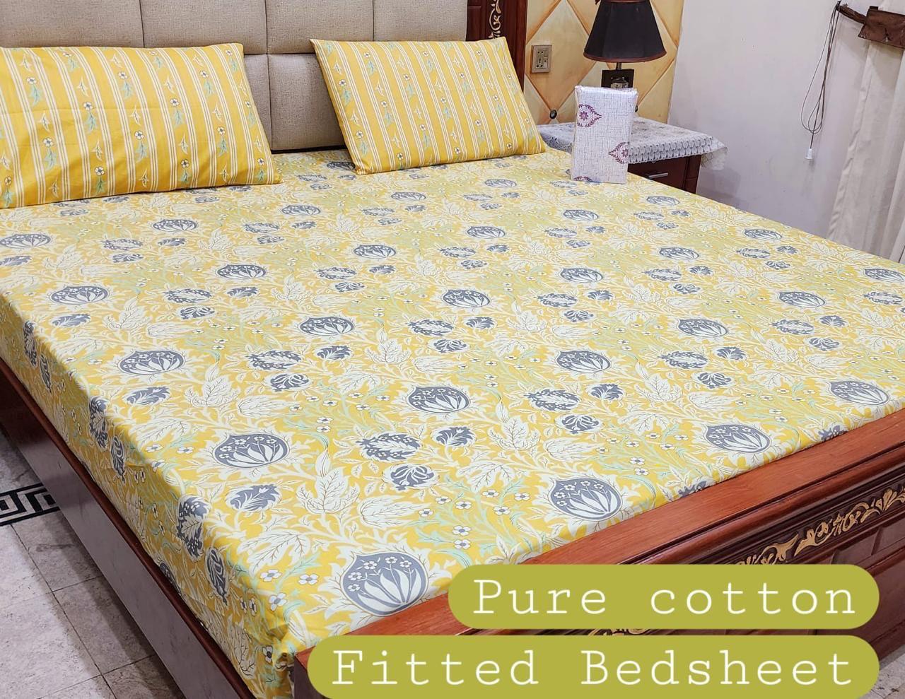 3 Pcs Pure Cotton Fitted Bedsheets 05