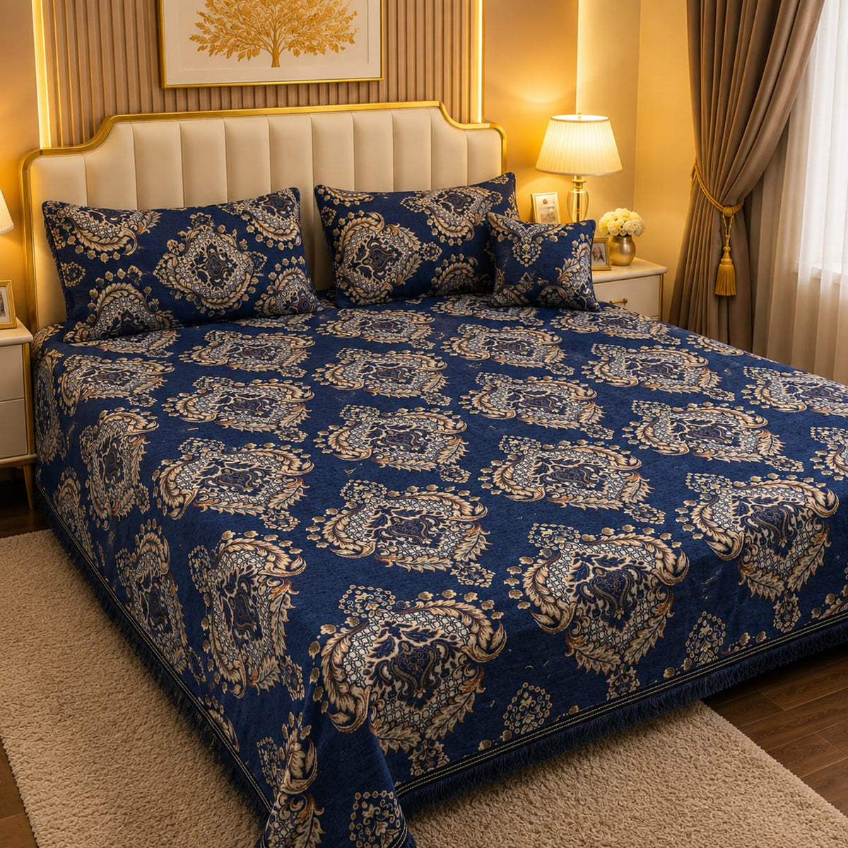 Appish Bridal Velvet Bed Sheet Set - 4pcs - ABB036