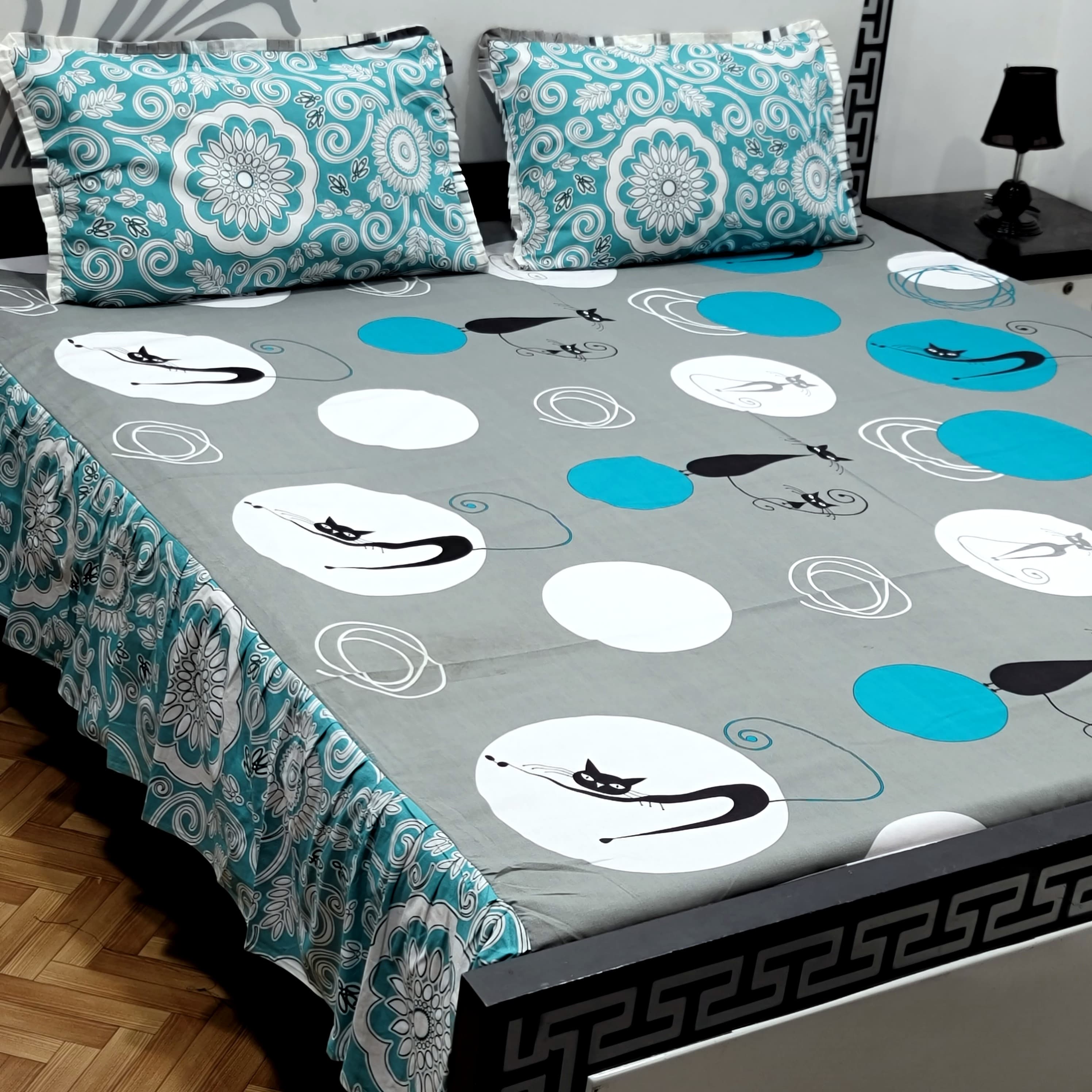 ROYAL Pure Cotton King Size FRILL BED SHEETS 012