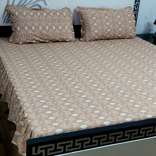 ROYAL Pure Cotton King Size FRILL BED SHEETS 03