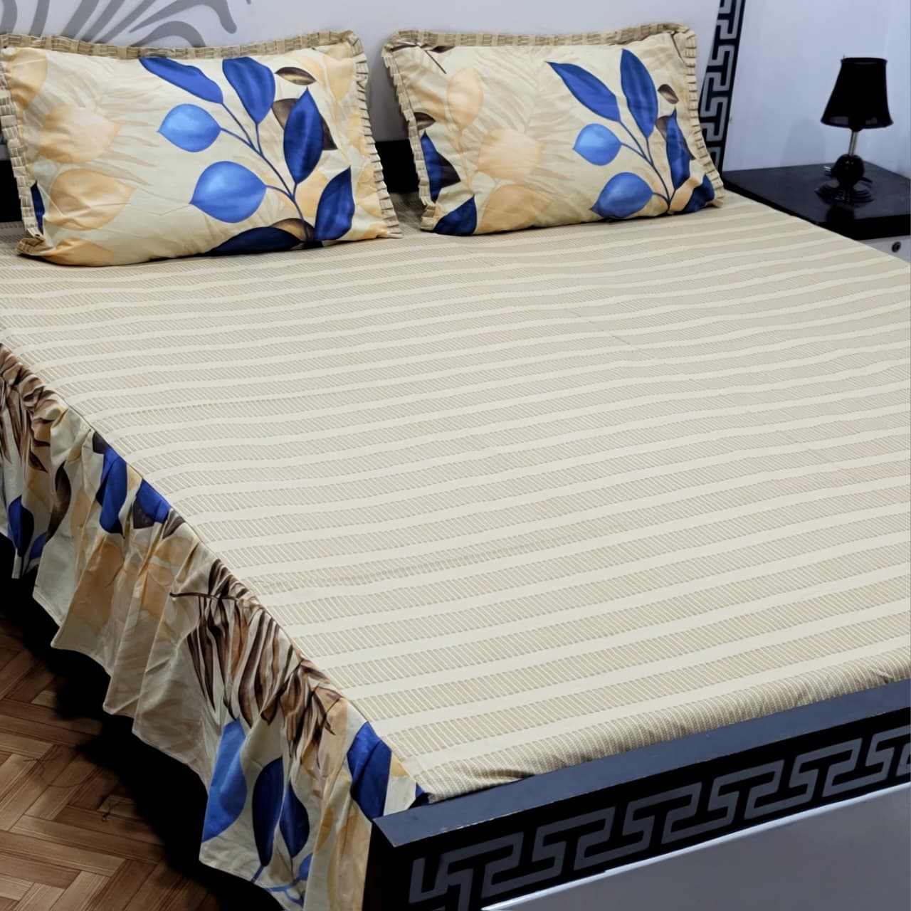 ROYAL Pure Cotton King Size FRILL BED SHEETS 04