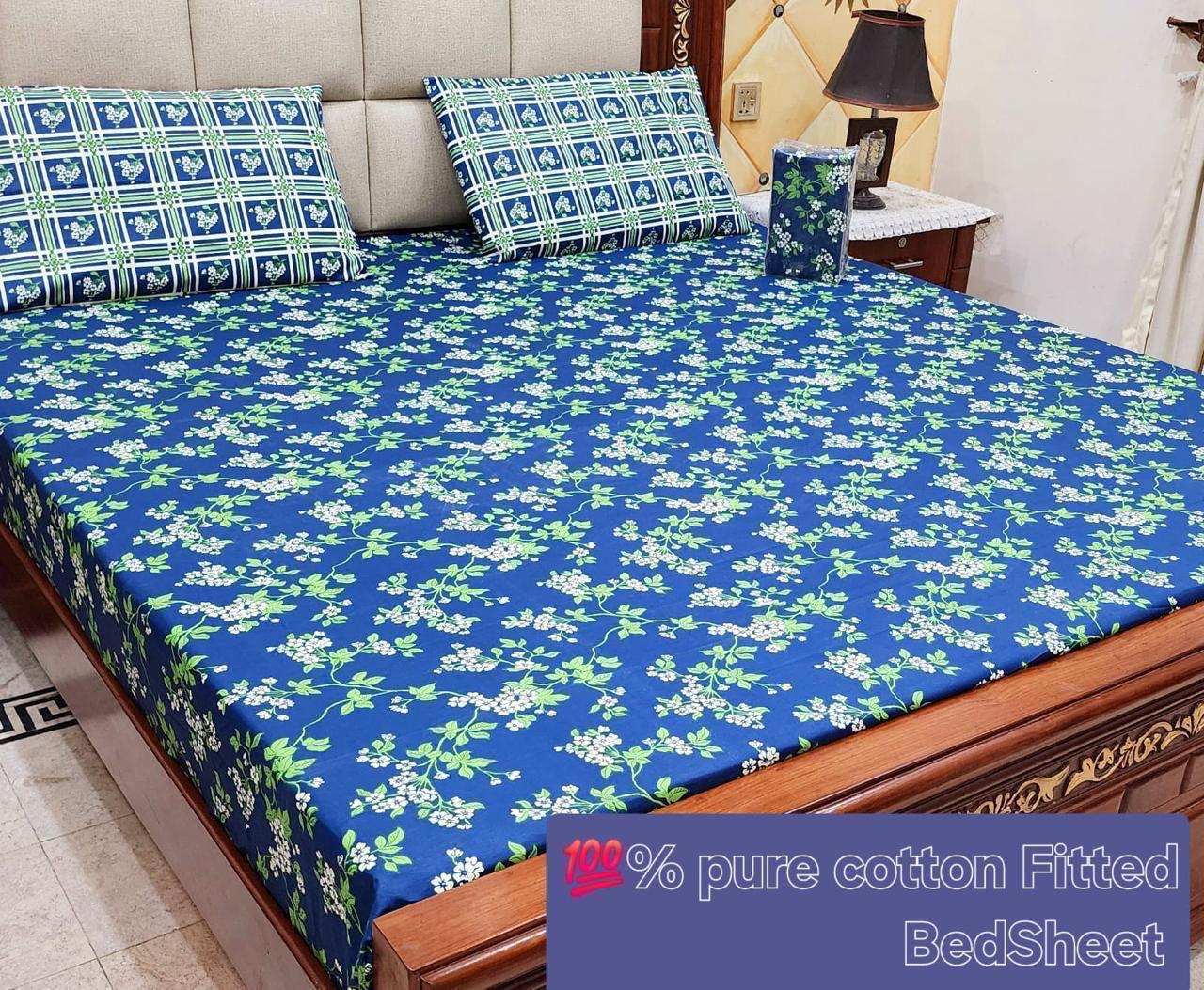 3 Pcs Pure Cotton Fitted Bedsheets 06