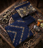 Luxury Dhanak Embroidered 3-Piece Suit with 3D Pashmina Shawl