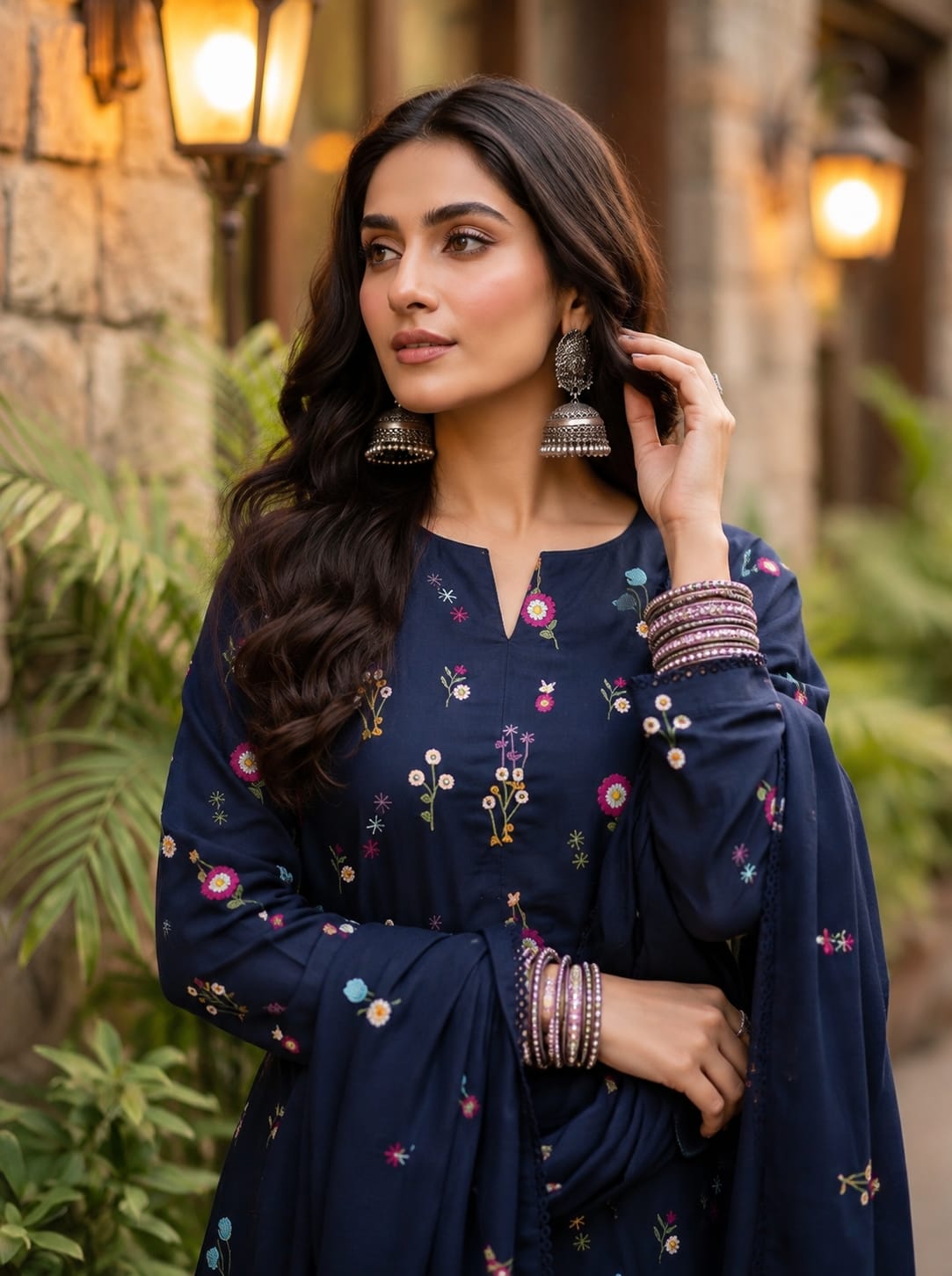 Premium Dhanak Embroidered 3 Pcs Ladies Suit – Ready to Wear Dupatta