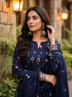 Premium Dhanak Embroidered 3 Pcs Ladies Suit – Ready to Wear Dupatta
