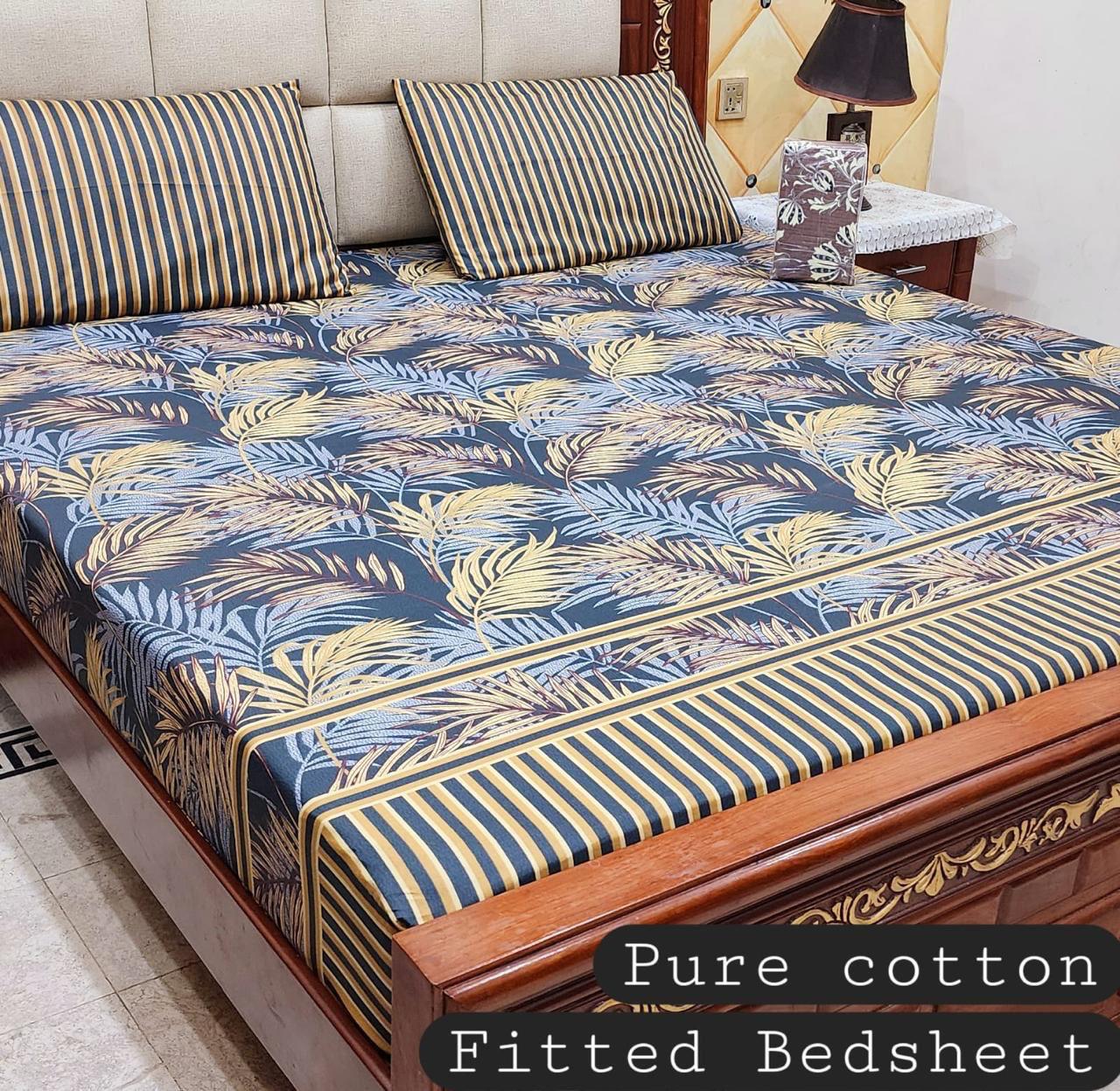 3 Pcs Pure Cotton Fitted Bedsheets 08