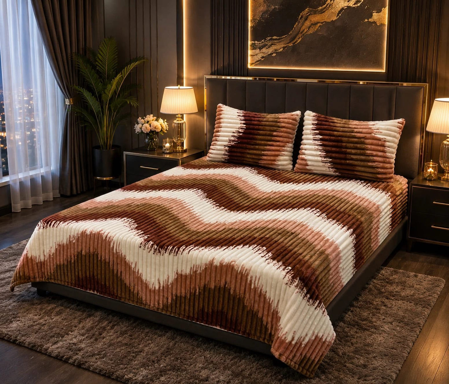 Ultra Soft Winter Puffy Bedsheet – 3 Piece King Bedding Set 04