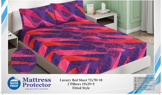 3 Pcs Printed Waterproof Mattress Protector - Quilted -  King 06