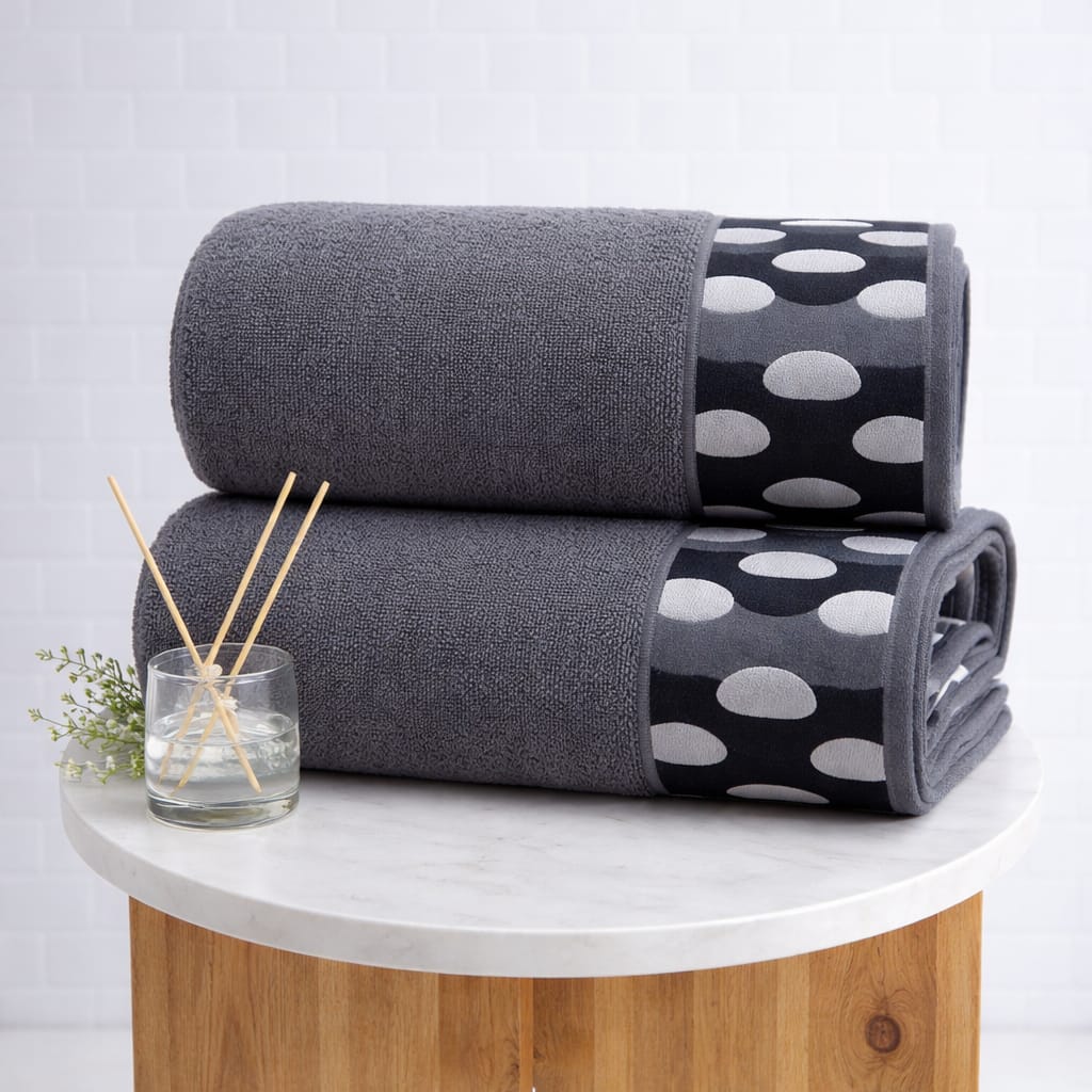 Soft Cotton  Bathroom Towel  – Ultra Absorbent With Border Design