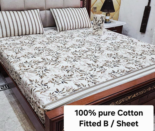 Elegant Pure Cotton Fitted Sheets 3 Pcs Set 056