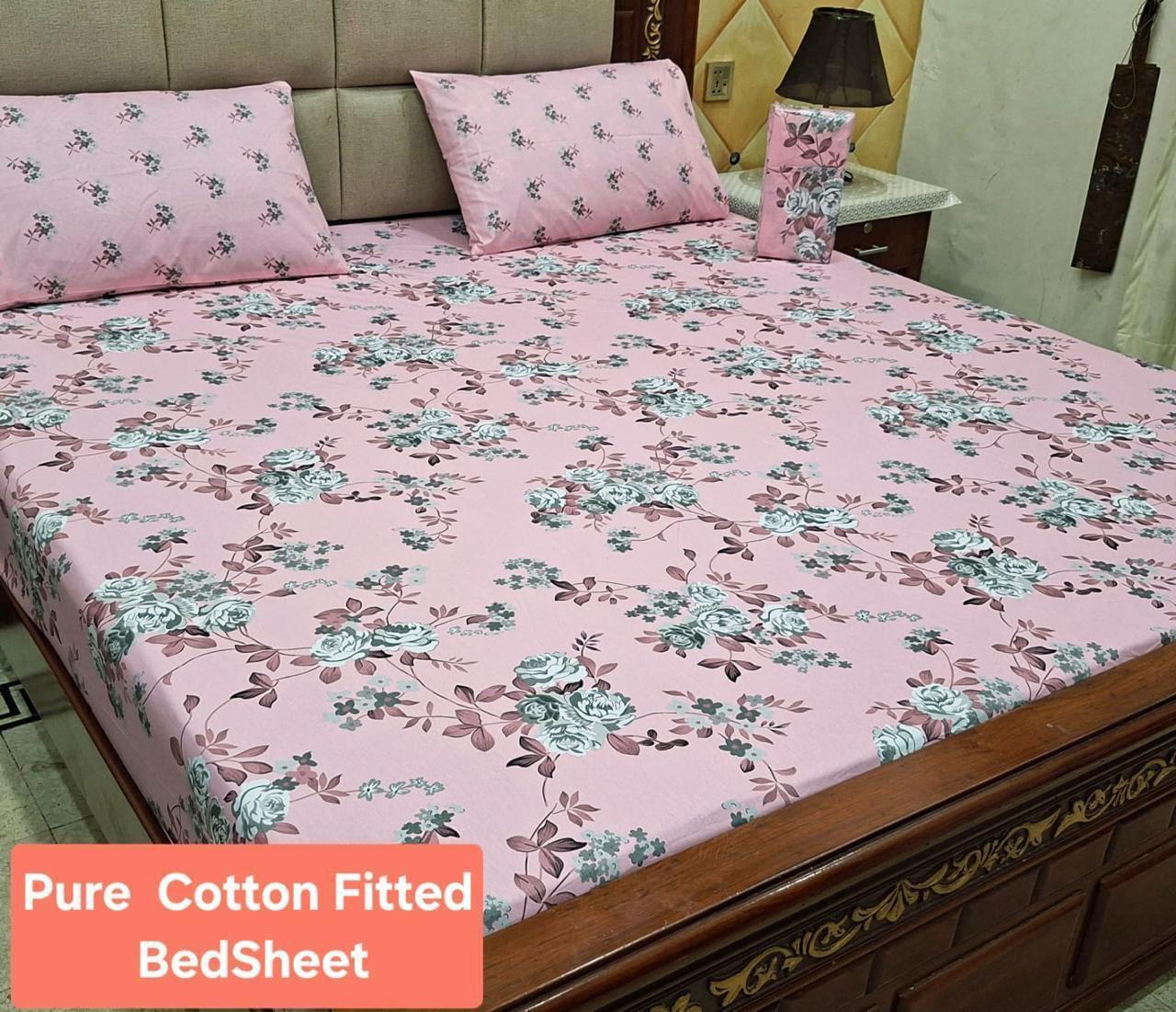 Elegant Pure Cotton Fitted Sheets 3 Pcs Set 066