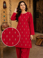 Soft & Warm Khaddar 2 Pcs Ladies Suit – Embroidered Shirt & Plain Trouser S10