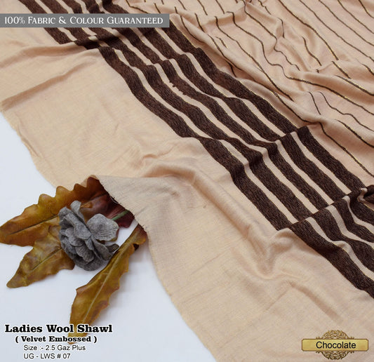 Ladies Wool Shawl with Velvet Border 03