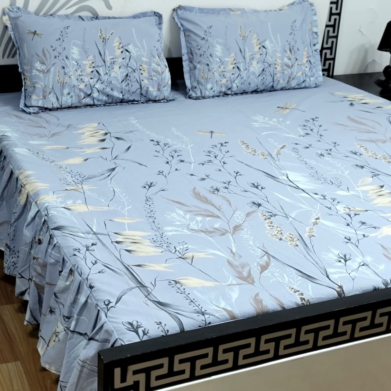ROYAL Pure Cotton King Size FRILL BED SHEETS 014