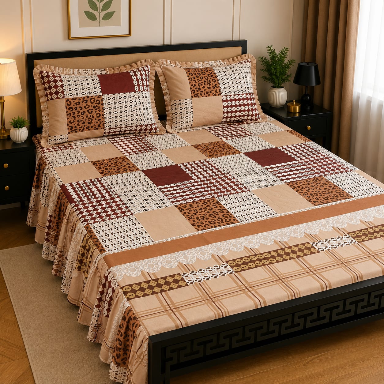 Royal Pure Cotton Frill Bedsheets 3 Pcs Set 01