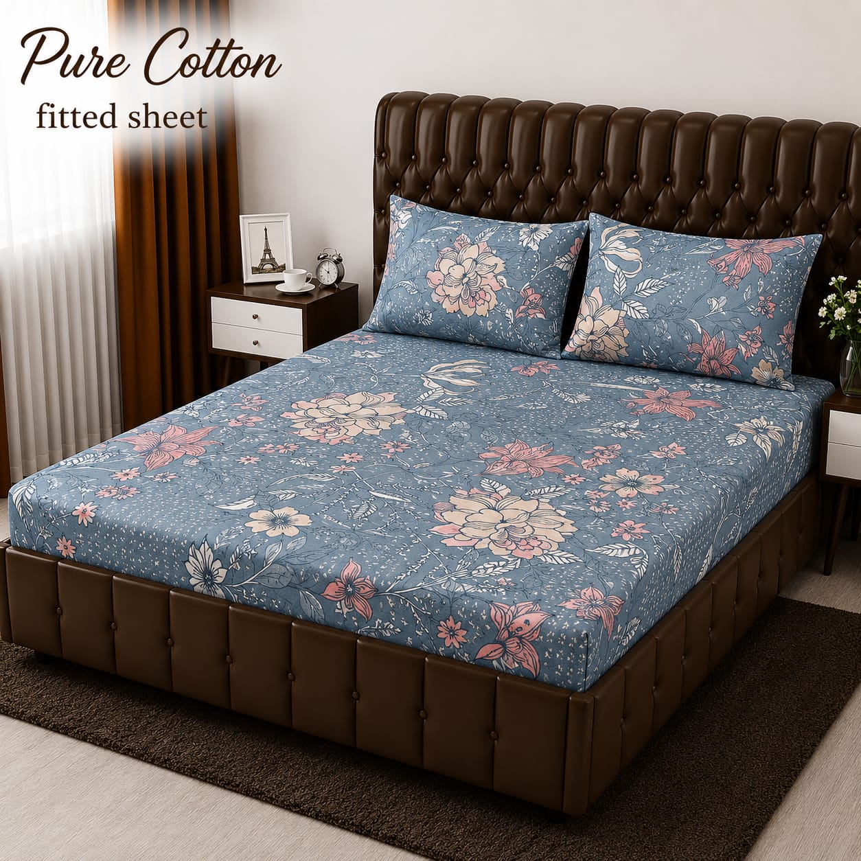 3 Pcs Pure Cotton Fitted Bedsheets 04