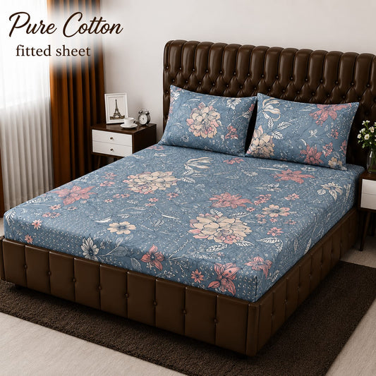 3 Pcs Pure Cotton Fitted Bedsheets 04
