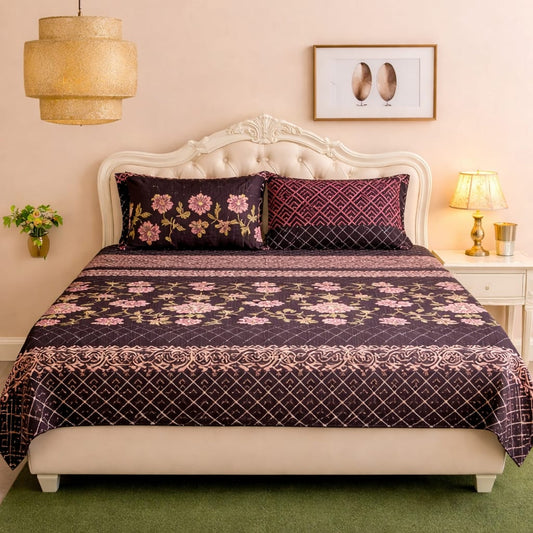 🛏️ 3 Pcs Fleece Bedsheet Set – Ultra Soft &amp; Warm 012