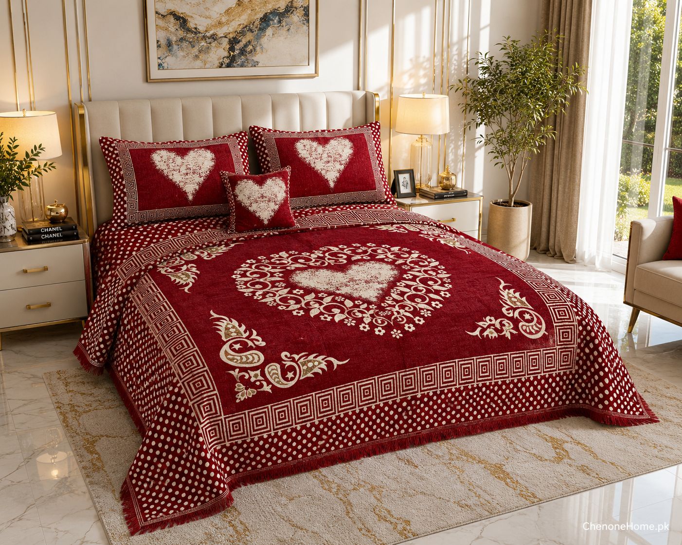 Appish Bridal Velvet Bed Sheet Set - 4pcs - ABB04