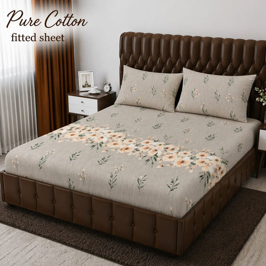 3 Pcs Pure Cotton Fitted Bedsheets 018