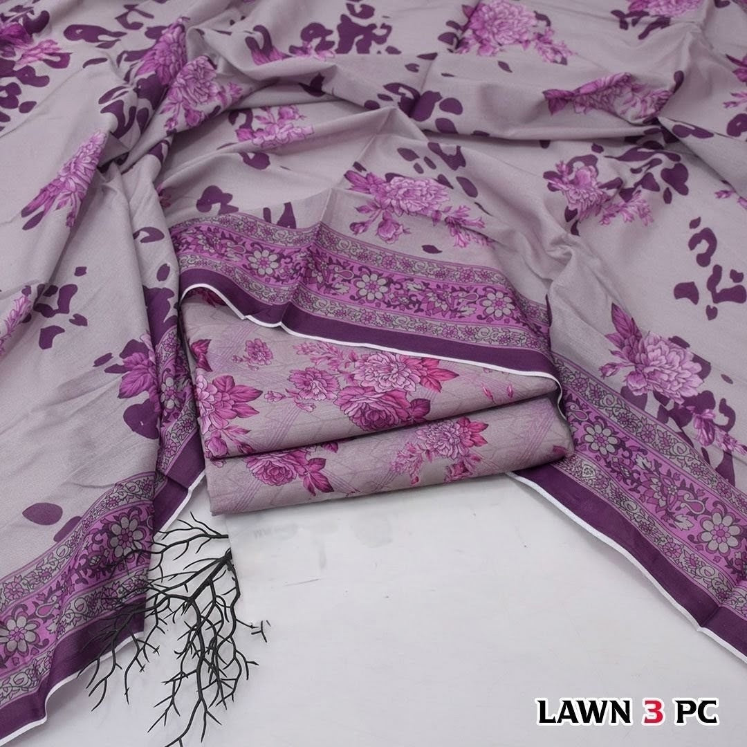 🌸 3 Pcs Unstitched Premium Lawn Suit