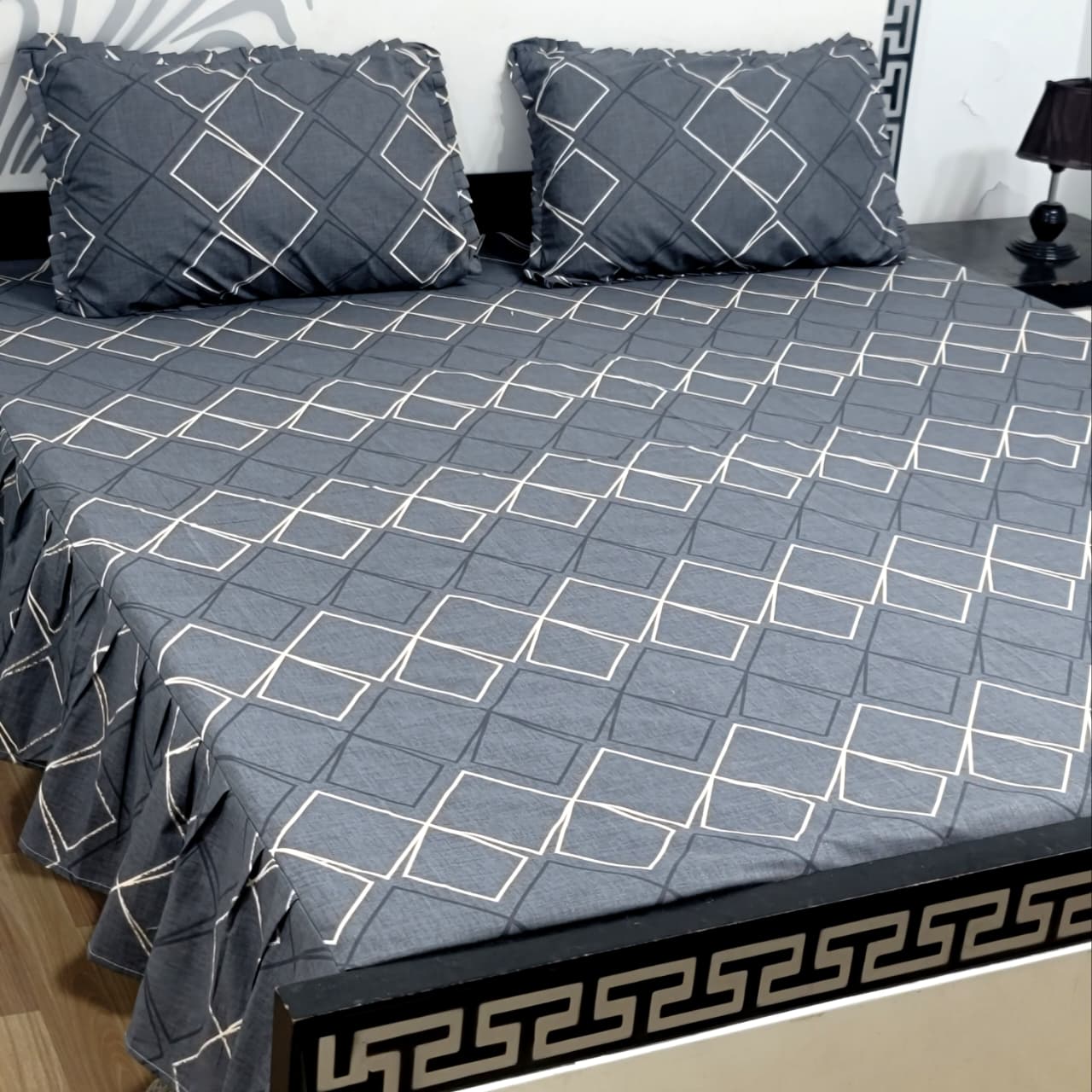 ROYAL Pure Cotton King Size FRILL BED SHEETS 013