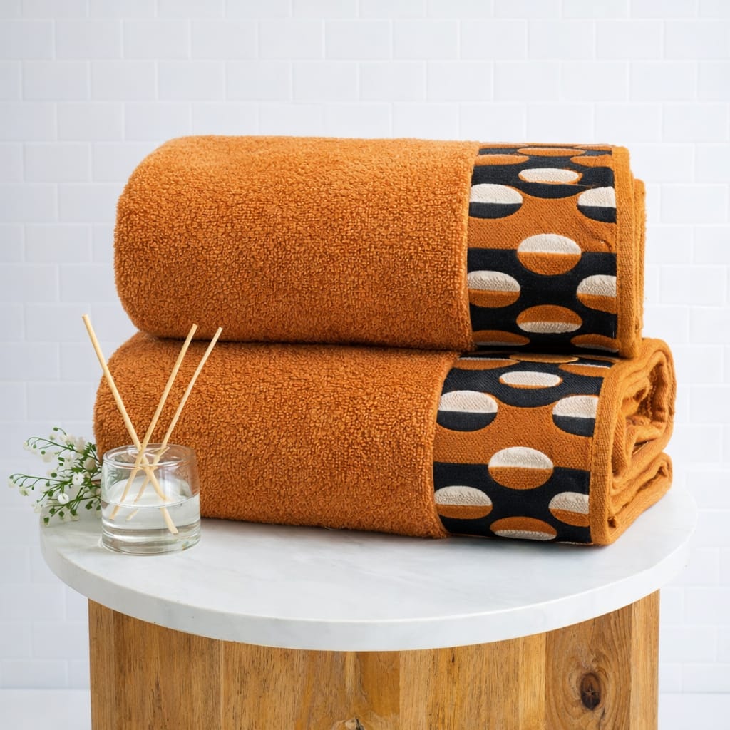Soft Cotton  Bathroom Towel  – Ultra Absorbent With Border Design